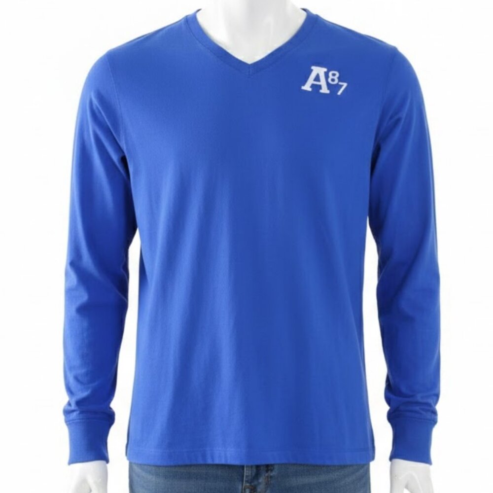 Aeropostale Mens XXL Shirt Blue Long Sleeve V-Neck